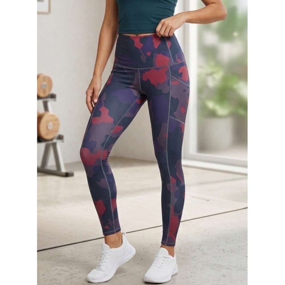 Alexo Athletica Camo Print Leggings Women's XS High Rise Pockets Activewear Yoga